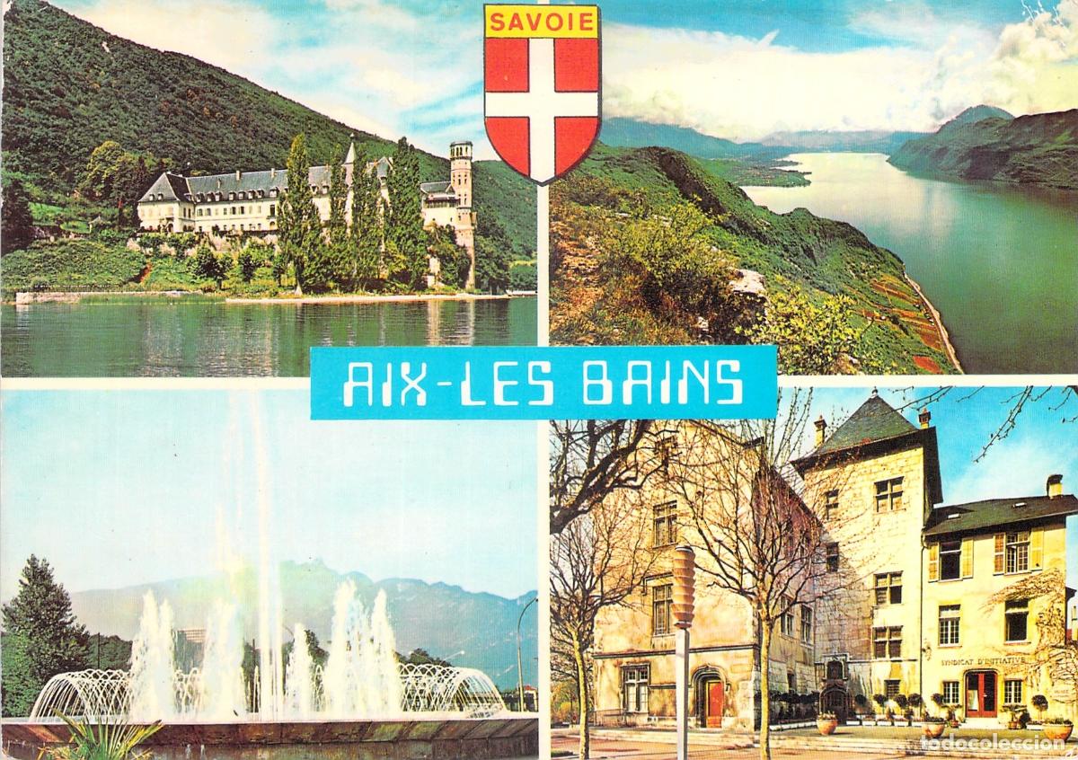Postales: Postal de Aix-les-Bains: Abad&iacute;a de Hautecombe y Lago Bourget