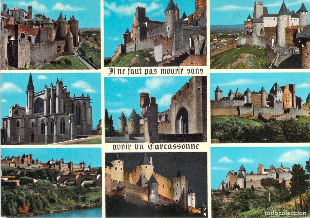 Postkarten: Postal Multivista de Carcasona con Vistas del Castillo y Murallas