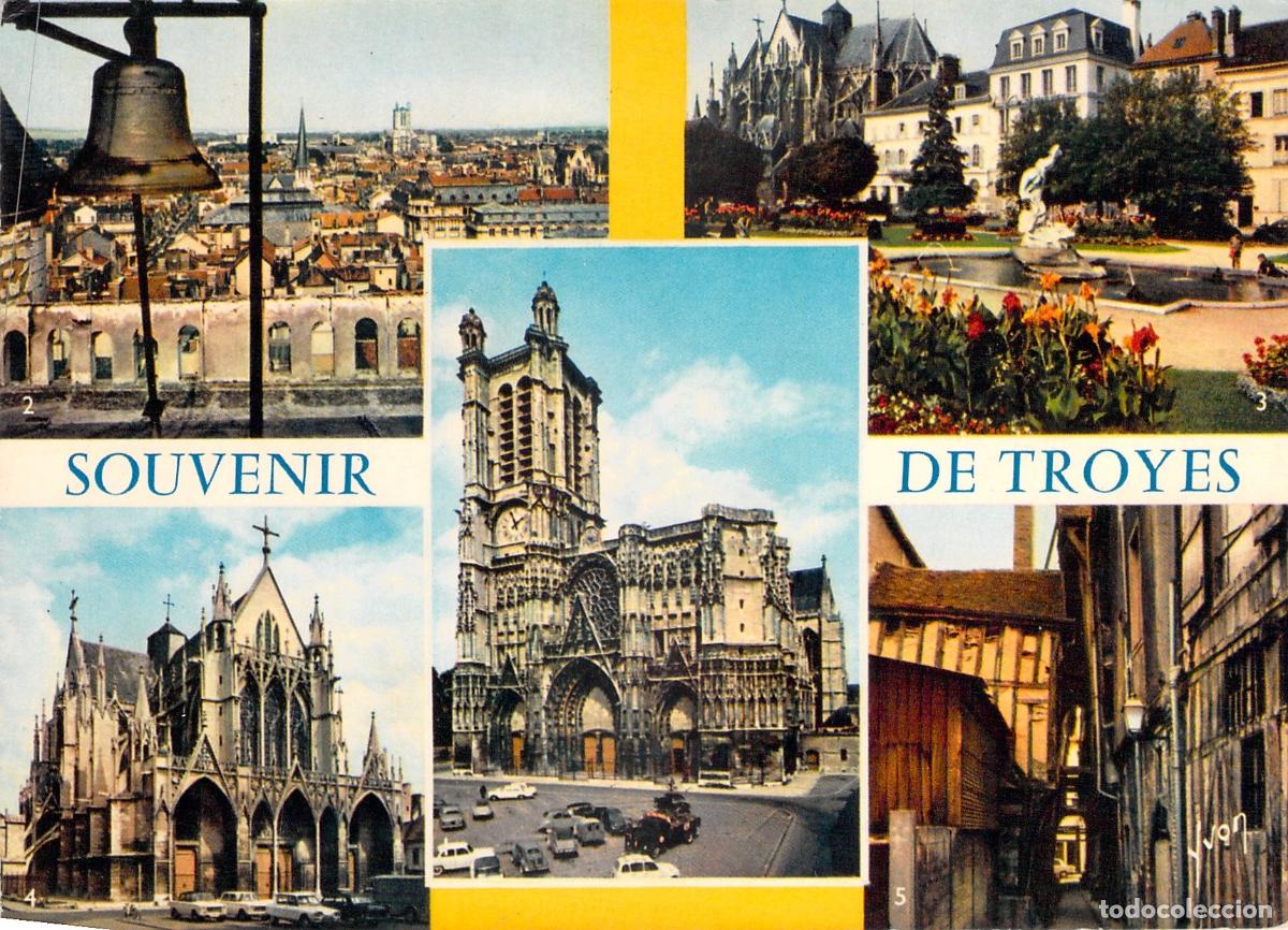 Postcards: Postal Souvenir de Troyes con Vistas de la Catedral y Calles
