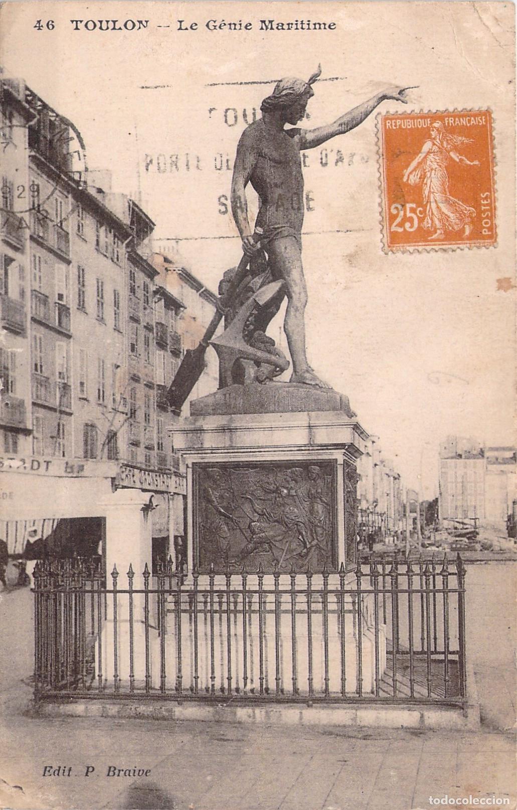 Postcards: Postal de Toulon Francia Estatua de Le G&eacute;nie Maritime