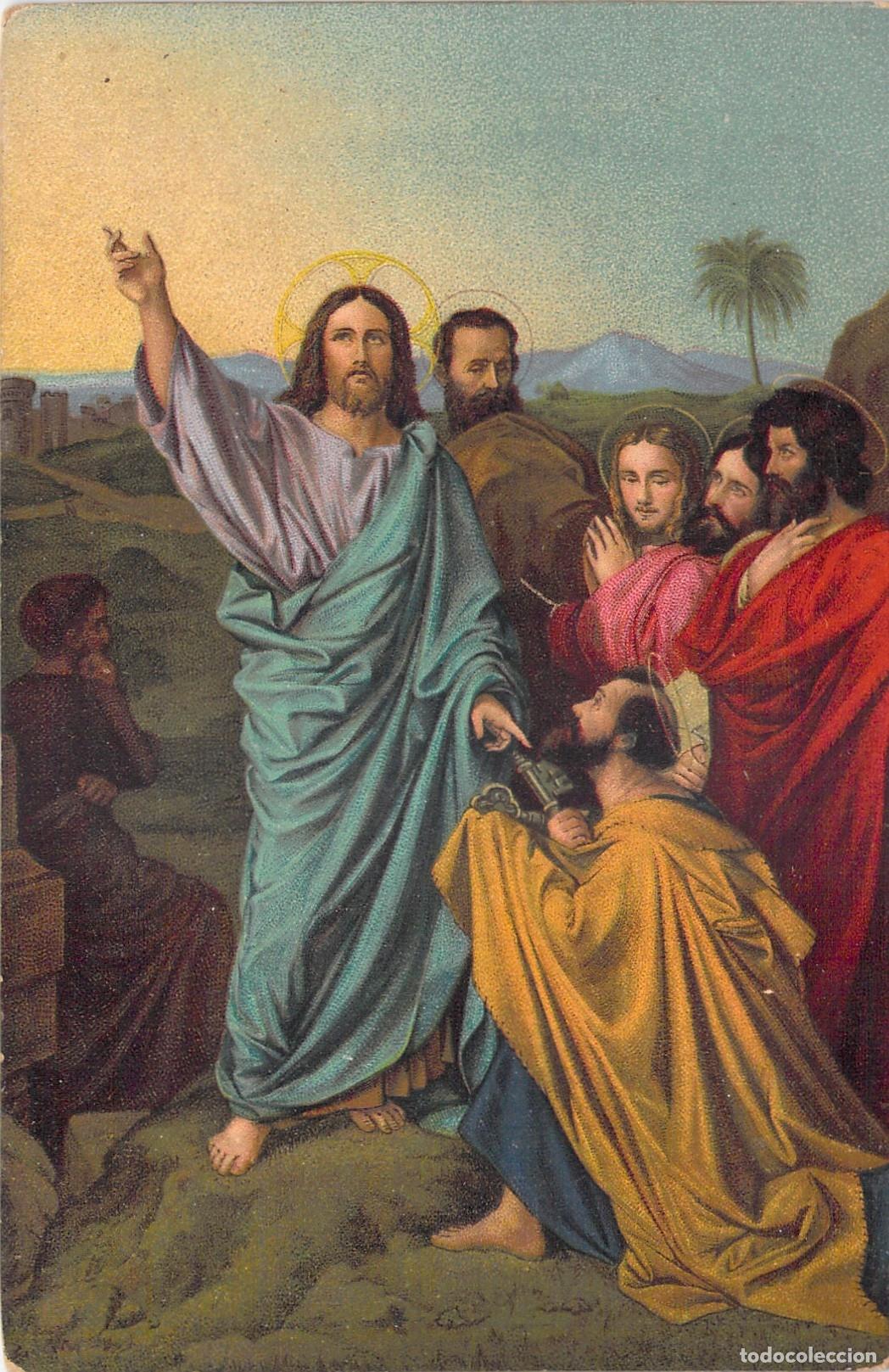 Cartoline: Postal Art&iacute;stica Religiosa de Jes&uacute;s Entregando las Llaves a San Pedro