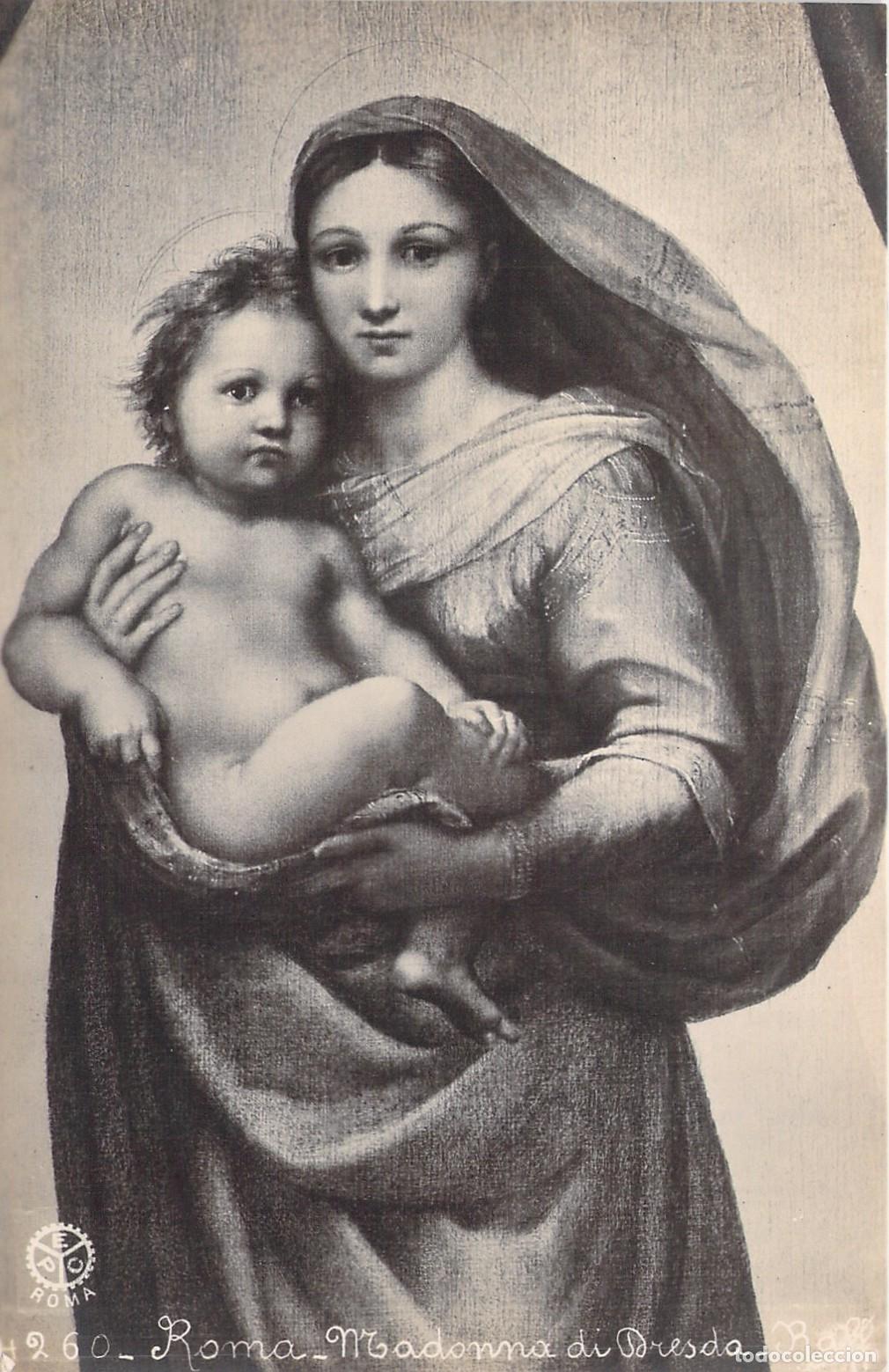Postkarten: Postal Art&iacute;stica de la Madonna de Dresde de Rafael, EPC Roma