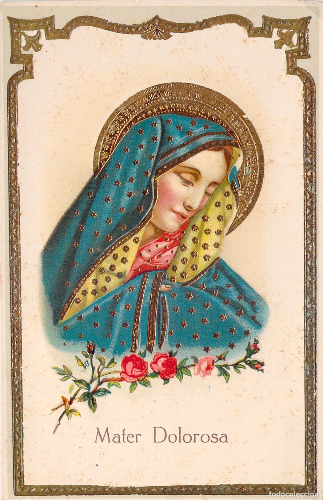 Postcards: Postal Mater Dolorosa Virgen Mar&iacute;a con Manto Estrellado