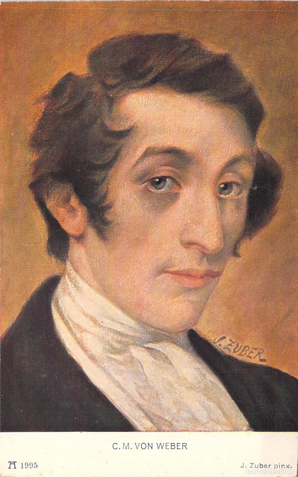 Postales: Postal de Retrato del Compositor Carl Maria von Weber por J. Zuber