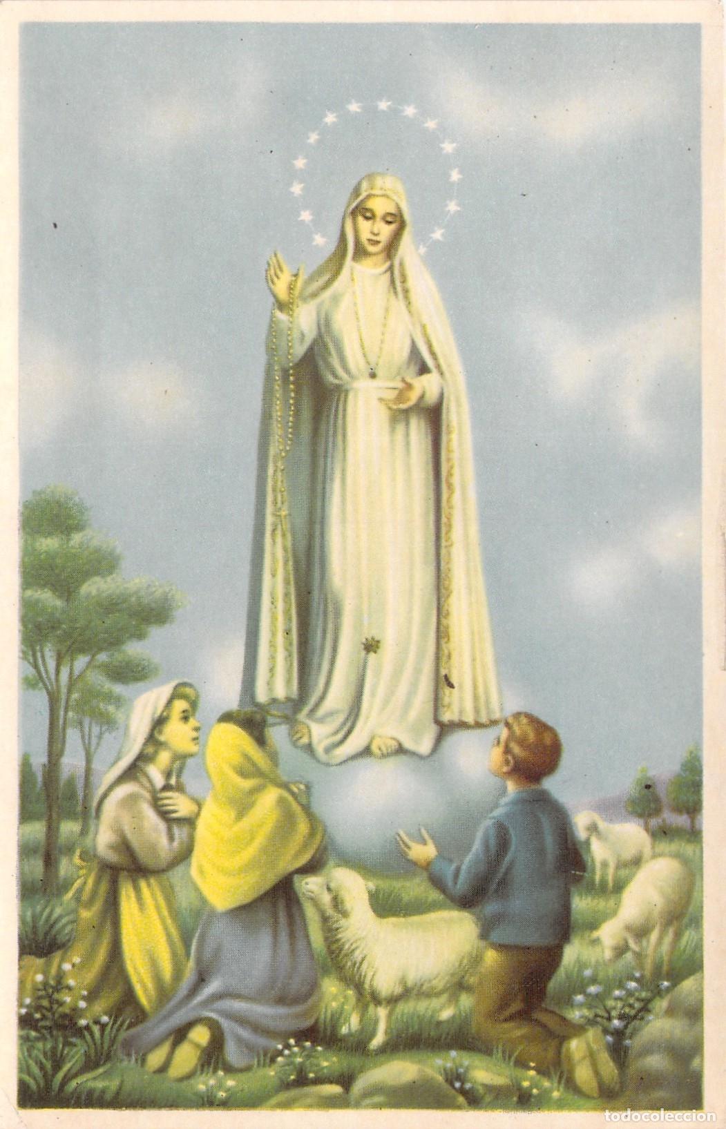 Postales: Postal de la Virgen de F&aacute;tima y los Tres Pastorcillos