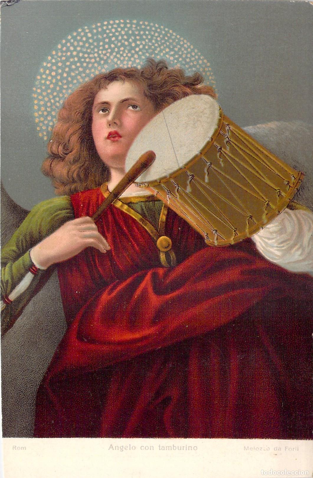 Postales: Postal Art&iacute;stica &Aacute;ngel con Pandereta Melozzo da Forl&igrave;