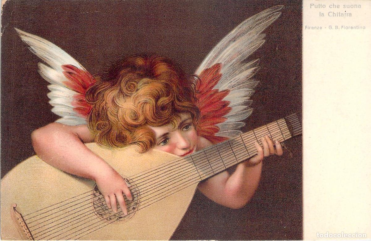 Postales: Postal de Querub&iacute;n Tocando el La&uacute;d de Domenico Fiorentino