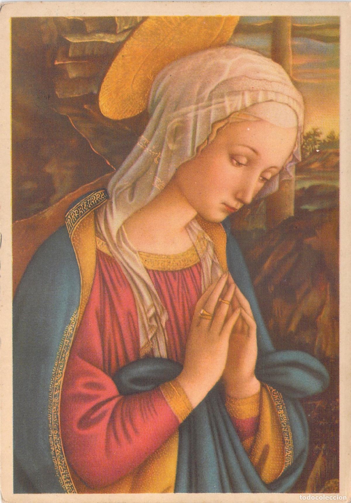 Postales: Postal de la Virgen en Adoraci&oacute;n de Filippo Lippi Galer&iacute;a Uffizi