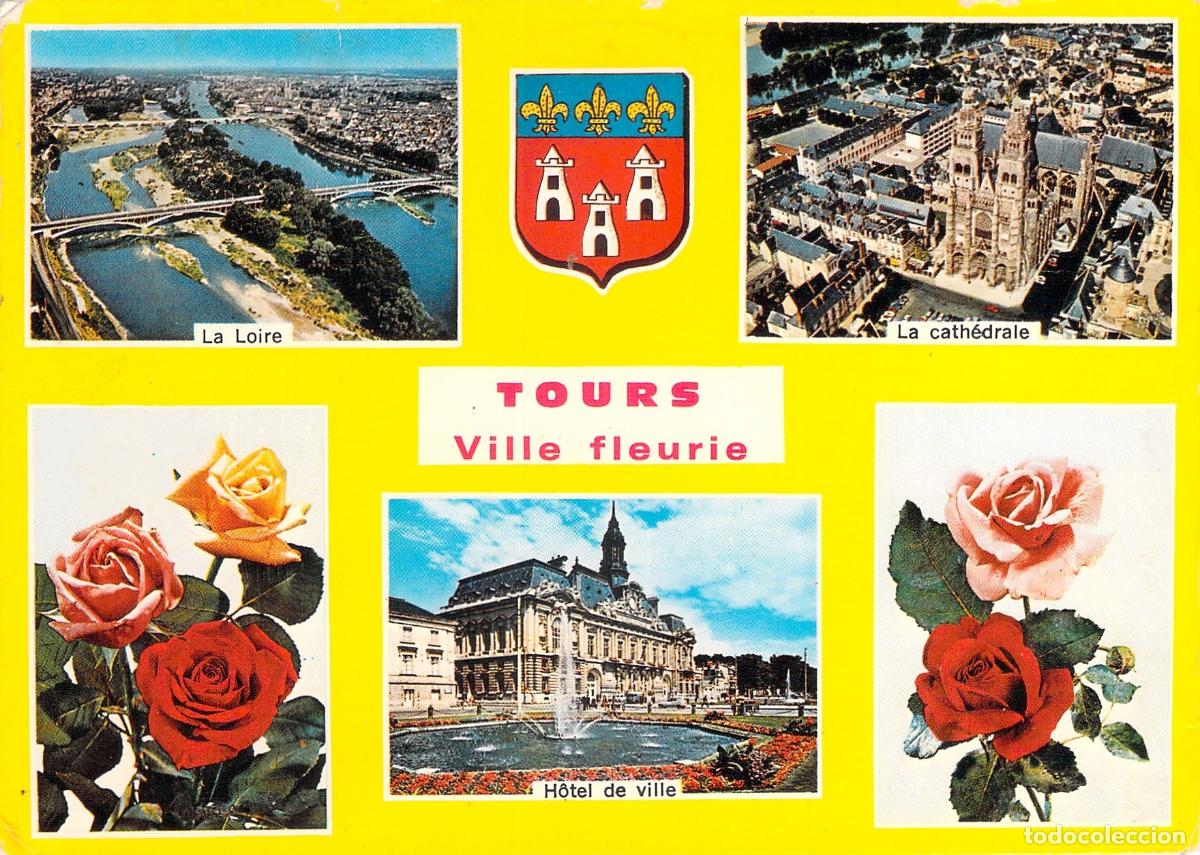 Cartes Postales: Postal de Tours Ville Fleurie Francia con Catedral y Ayuntamiento