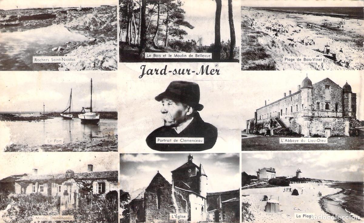 Postales: Postal de Jard-sur-Mer con Retrato de Clemenceau y Varias Vistas