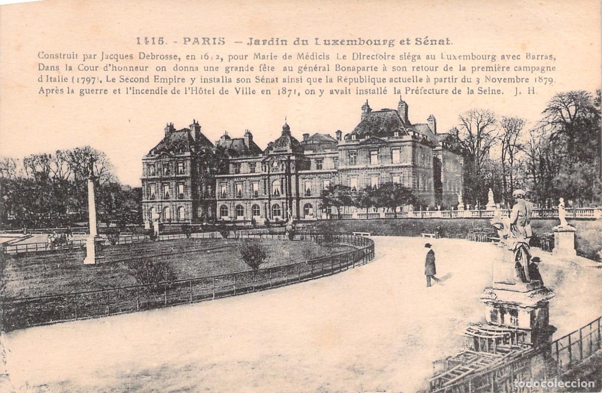 Postales: Postal de Par&iacute;s, Jard&iacute;n del Luxemburgo y Senado