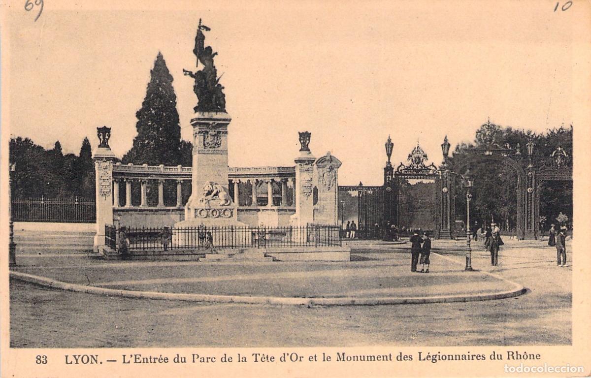 Postales: Postal Lyon Entrada Parque de la T&ecirc;te d'Or y Monumento