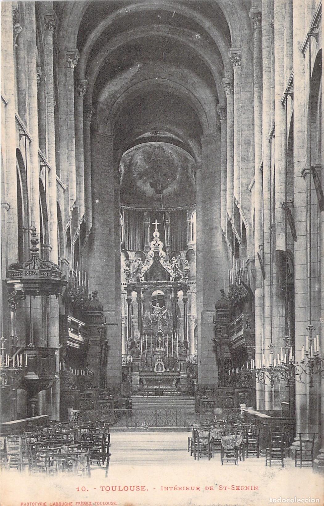 Postales: Postal del Interior de la Bas&iacute;lica de Saint-Sernin en Toulouse