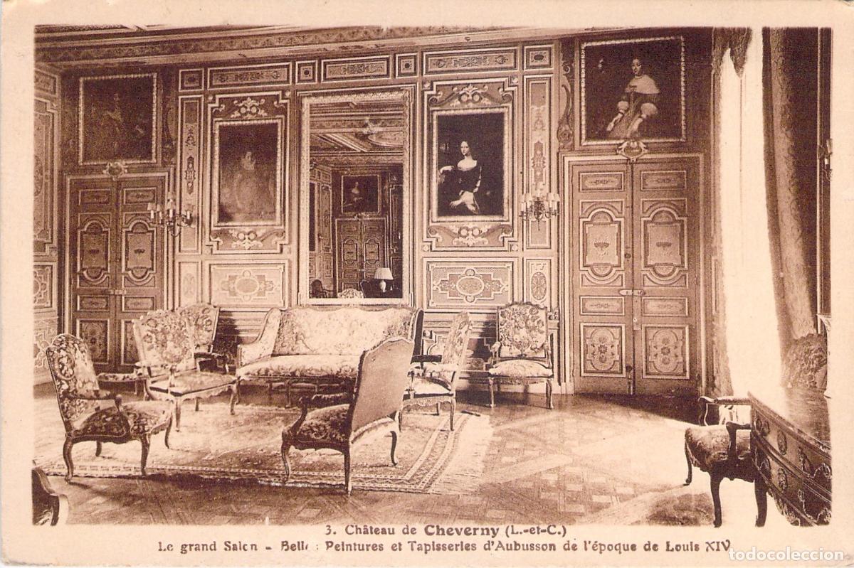 Postales: Postal del Gran Sal&oacute;n del Castillo de Cheverny en Francia