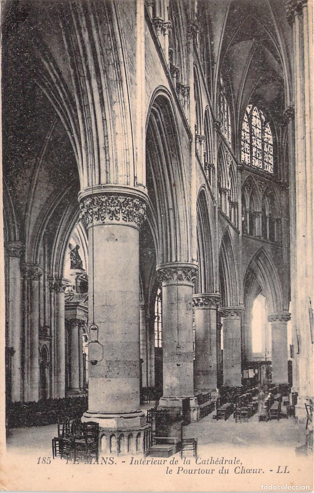 Postales: Postal del Interior de la Catedral de Le Mans, Francia