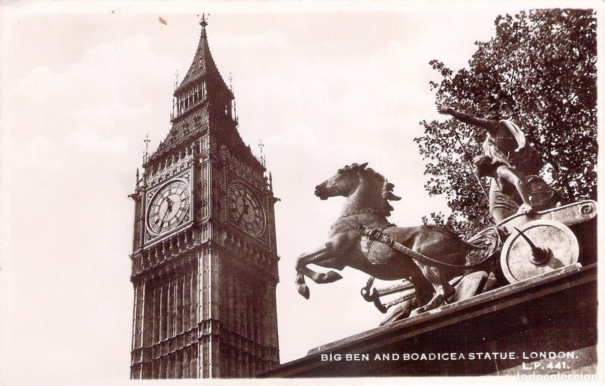 Postales: Postal de Londres con el Big Ben y la Estatua de Boadicea