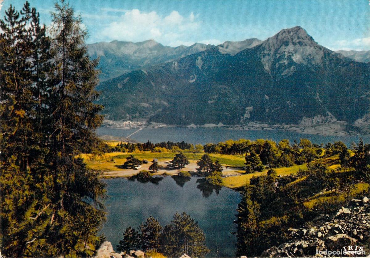 Postales: Postal de Savines-le-Lac y el Monte Grand Morgon, Alpes