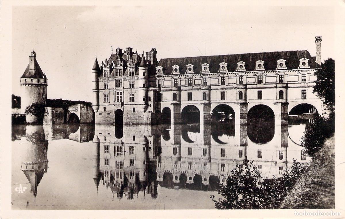 Postales: Postal del Castillo de Chenonceau, Fachada Occidental, Valle del Loira