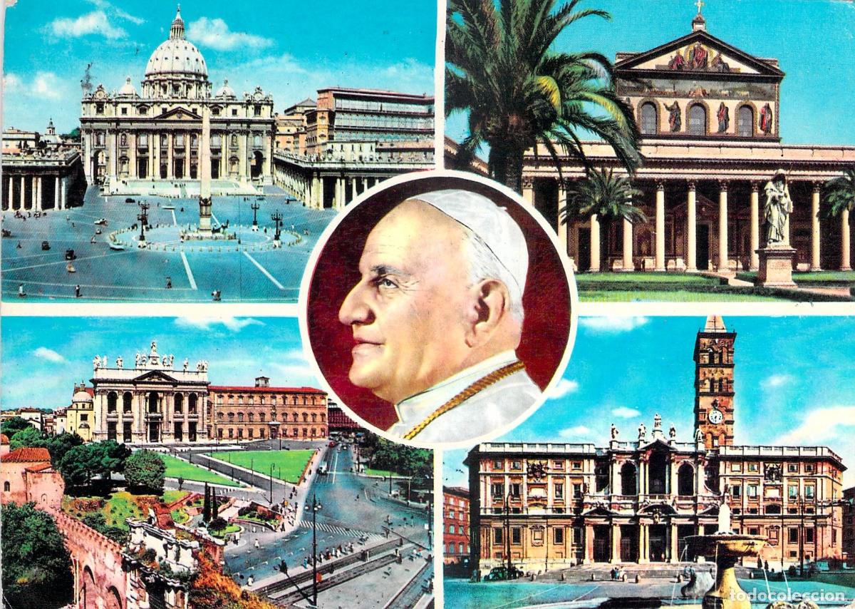 Postales: Postal del Papa Juan XXIII y las Cuatro Bas&iacute;licas Mayores de Roma