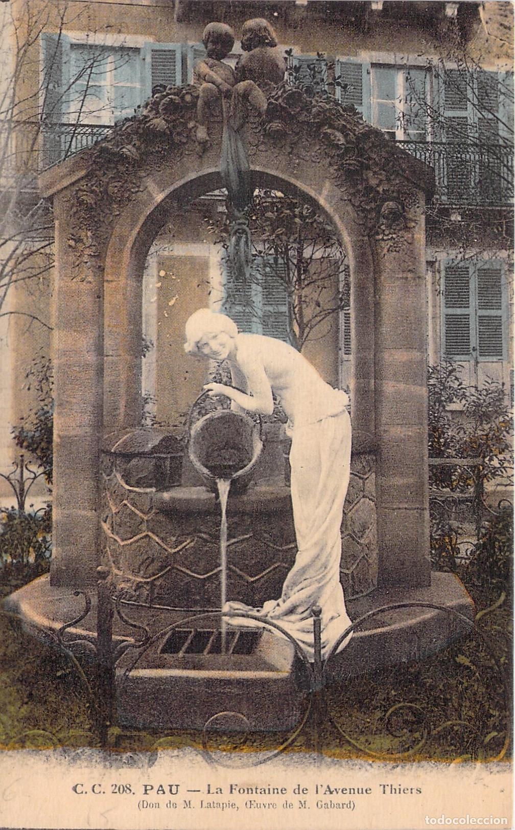 Postales: Postal de la Fuente de la Avenida Thiers en Pau, Francia
