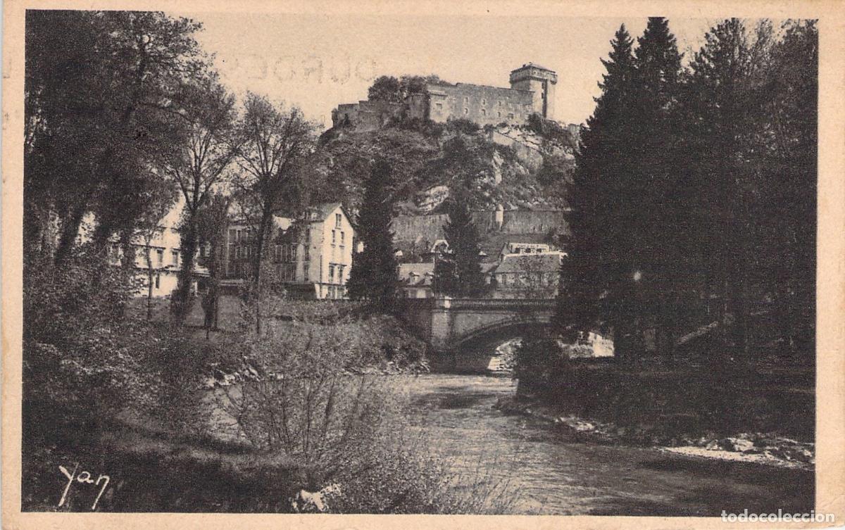 Postales: Postal de Lourdes con el Ch&acirc;teau-Fort y el r&iacute;o Gave