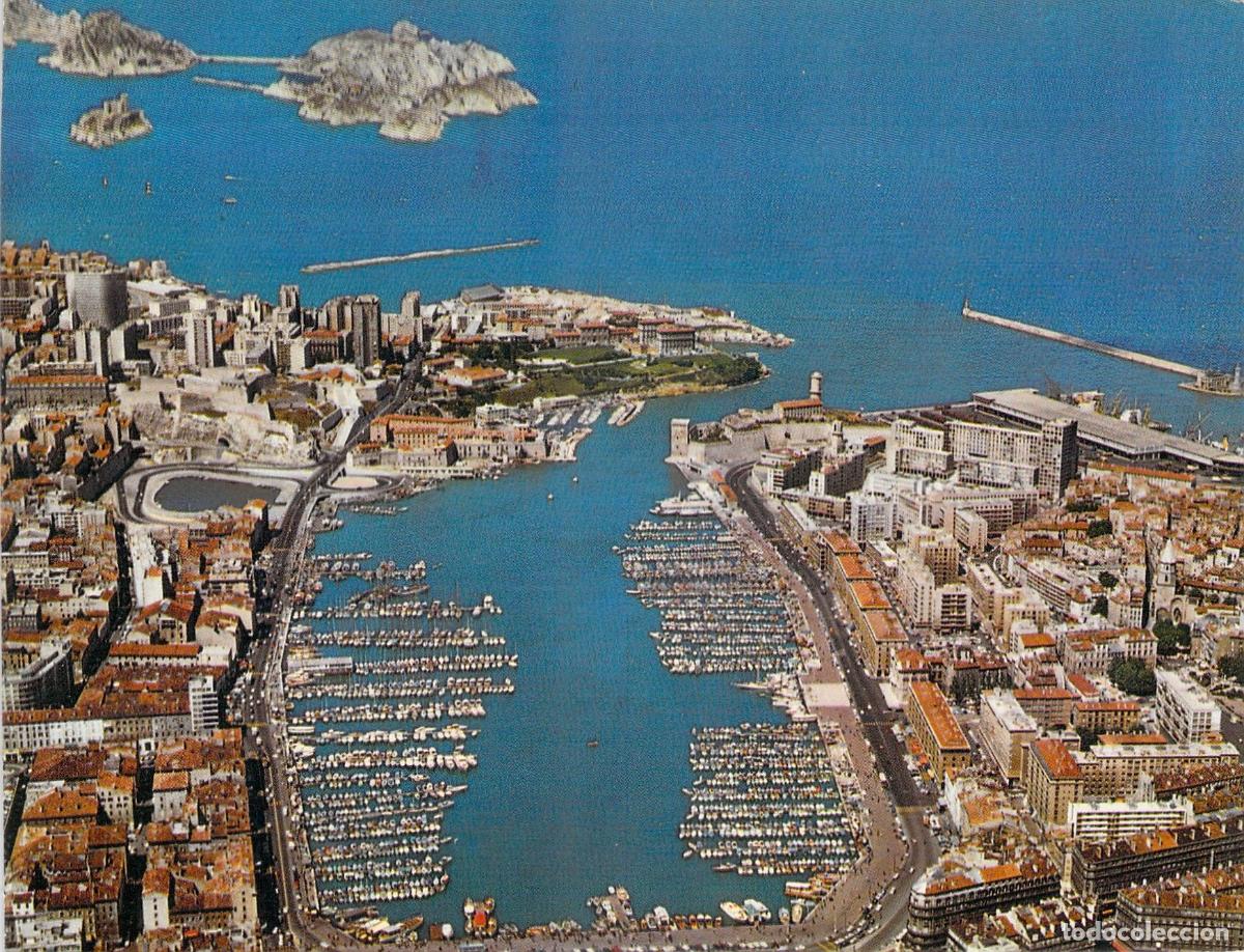 Postales: Postal de Marsella, Vista A&eacute;rea del Viejo Puerto y las Islas