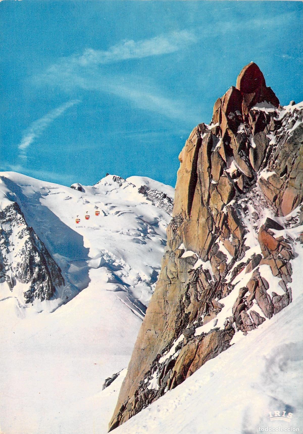 Postales: Postal de Chamonix Mont Blanc y Telef&eacute;rico Aiguille du Midi
