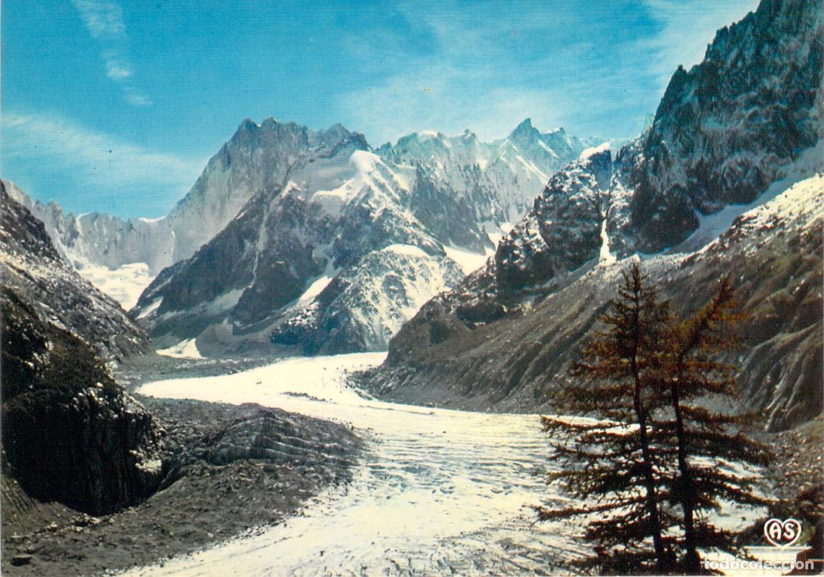 Postales: Postal de Chamonix: Glaciar Mer de Glace y Grandes Jorasses