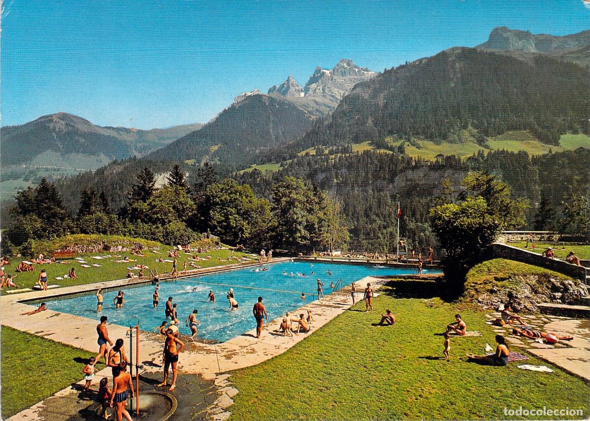 Postales: Postal de Champ&eacute;ry con Piscina y los Dents du Midi
