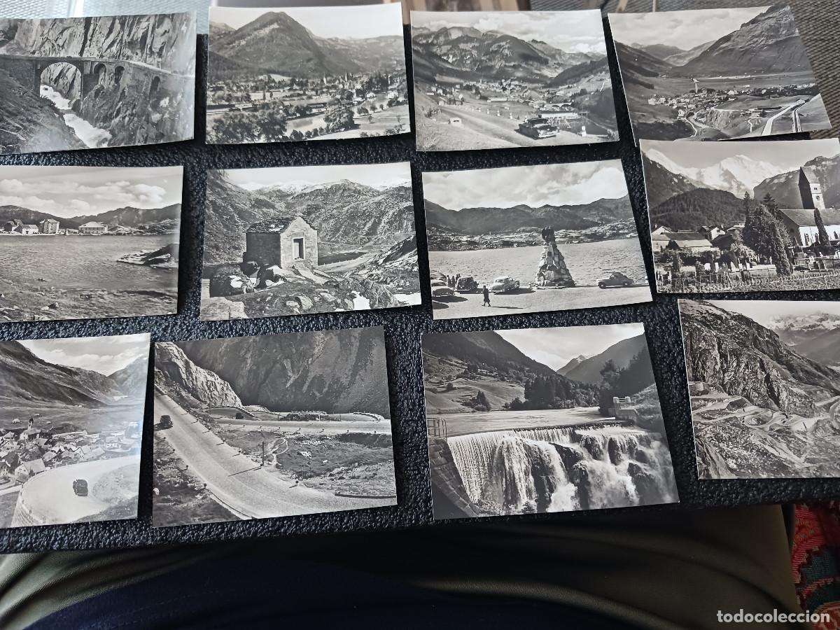 Postales: 12 peque&ntilde;as fotografias B/N de suiza interlaken, valle de tremola y leventino....