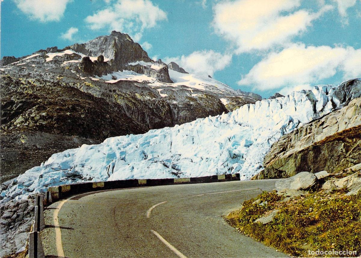 Postales: Postal del Glaciar del R&oacute;dano y Paso de Furka en Suiza