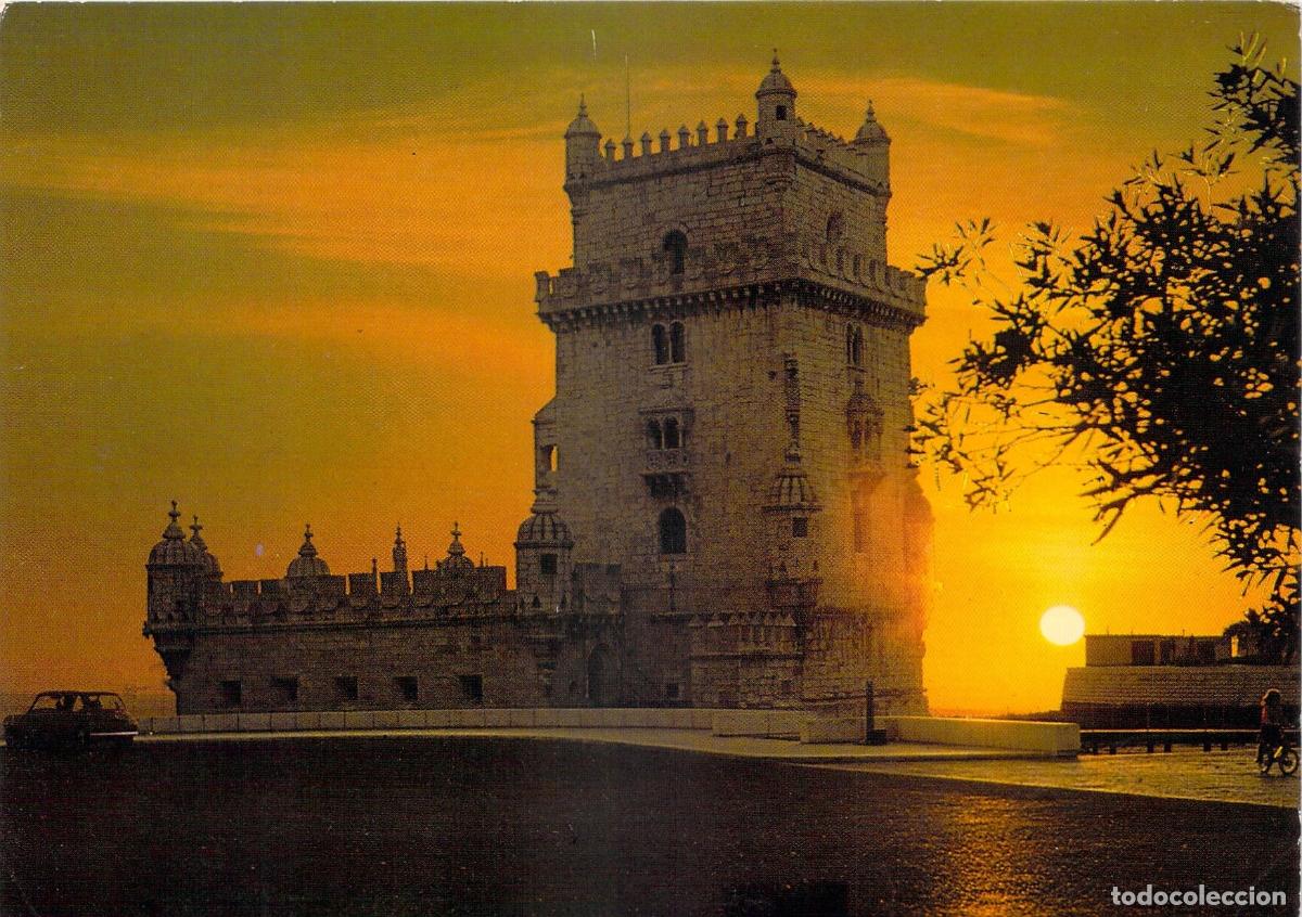 Postales: Postal de la Torre de Bel&eacute;m en Lisboa, Portugal al Atardecer