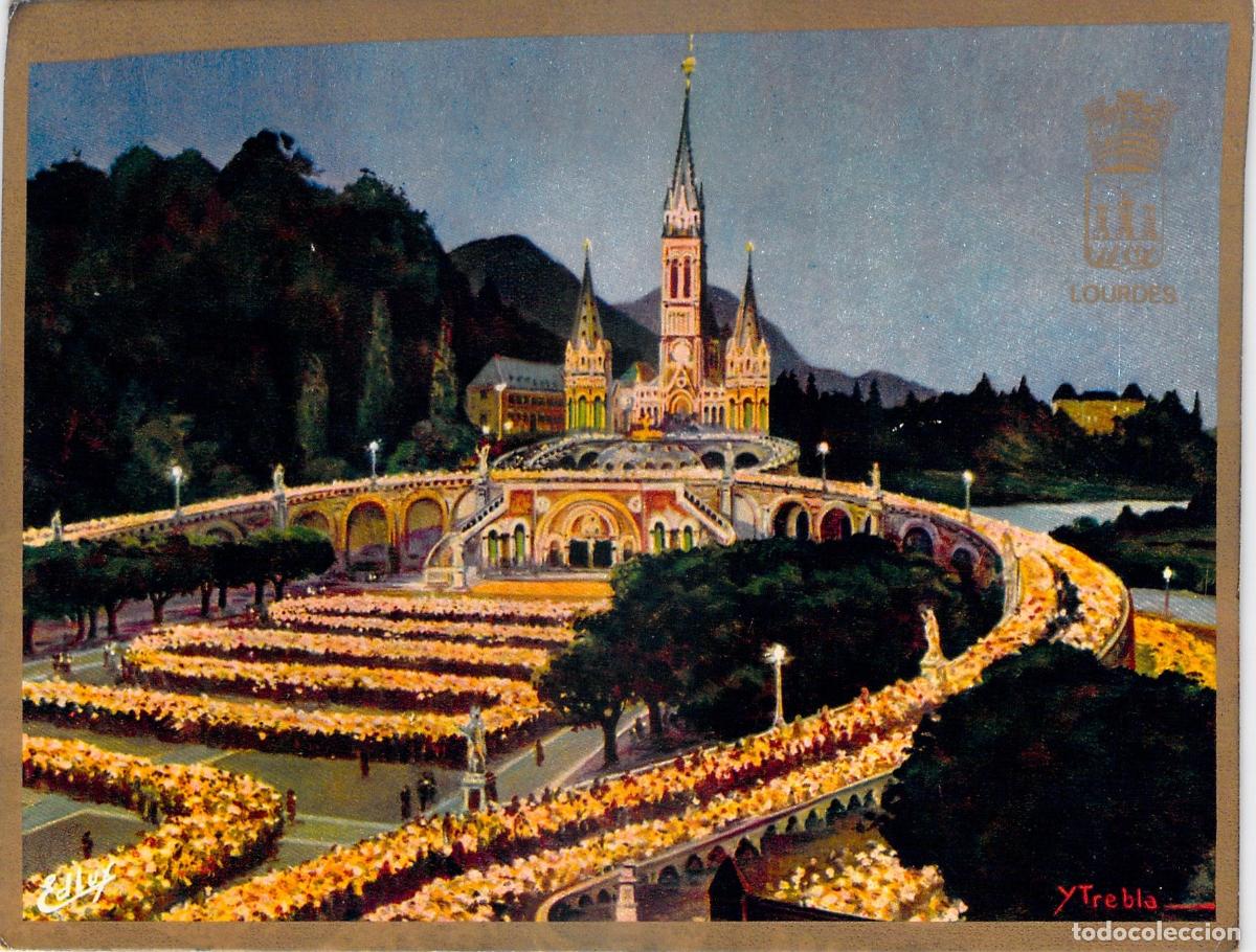 Postales: Postal de Lourdes Bas&iacute;lica Iluminada y Procesi&oacute;n de Antorchas