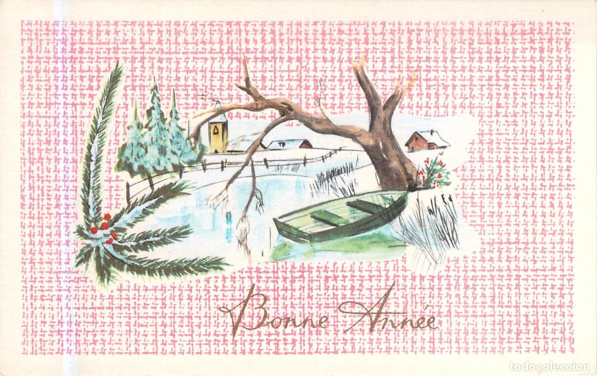 Postales: Postal de Feliz A&ntilde;o Nuevo Bonne Ann&eacute;e Paisaje Invernal