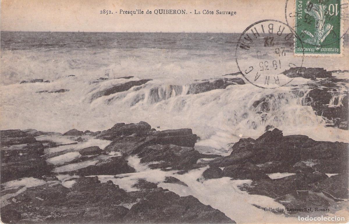 Postkarten: Postal de la C&ocirc;te Sauvage en la Pen&iacute;nsula de Quiberon, Francia