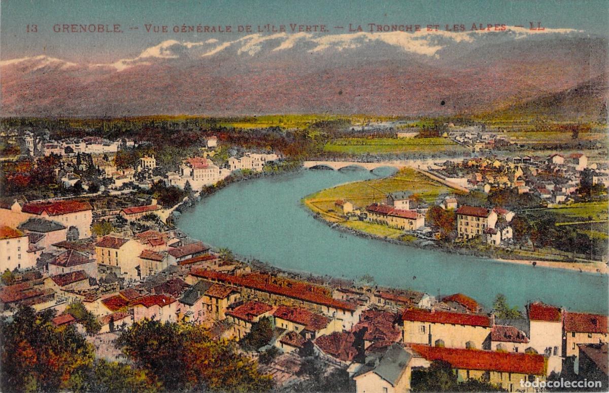 Cartoline: Postal de Grenoble con Vista de la &Icirc;le Verte y los Alpes