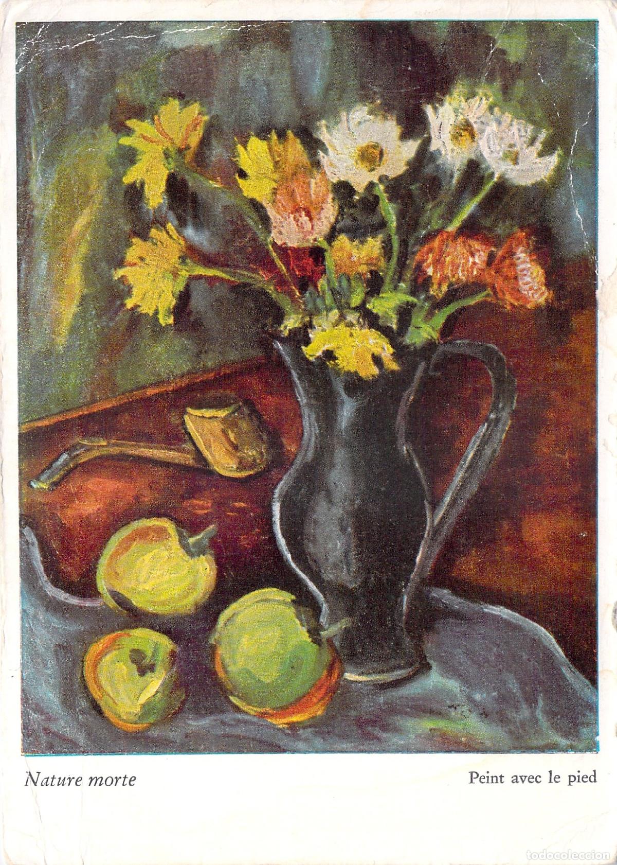 Cartoline: Postal Art&iacute;stica de Naturaleza Muerta Pintada con el Pie por Annick