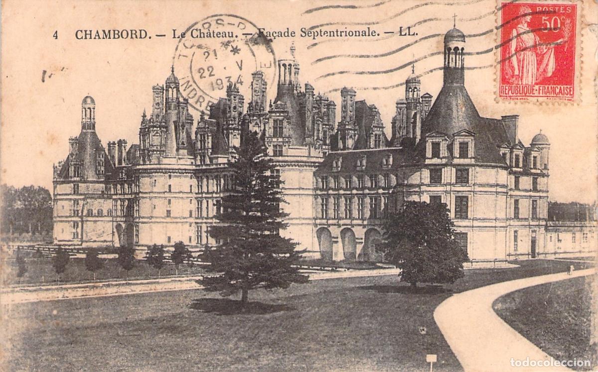 Cartoline: Postal del Castillo de Chambord, Fachada Septentrional, Francia