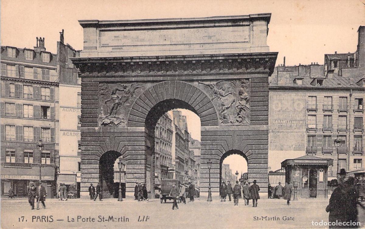 Cartoline: Postal Antigua de la Puerta de Saint-Martin en Par&iacute;s