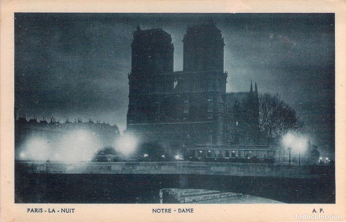 Cartoline: Postal de Par&iacute;s: Catedral de Notre Dame de Noche