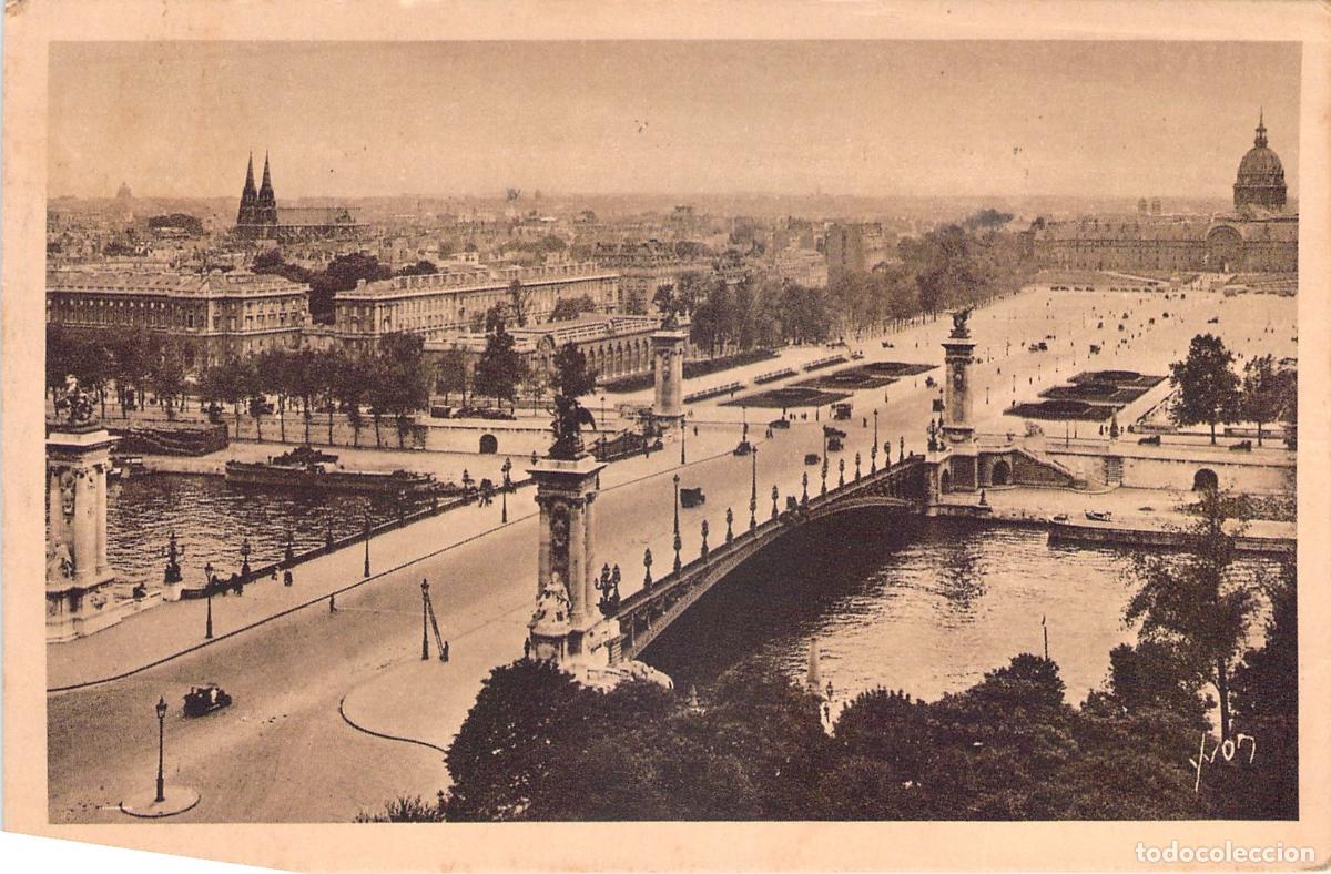 Cartoline: Postal de Par&iacute;s Puente Alejandro III y Explanada de los Inv&aacute;lidos