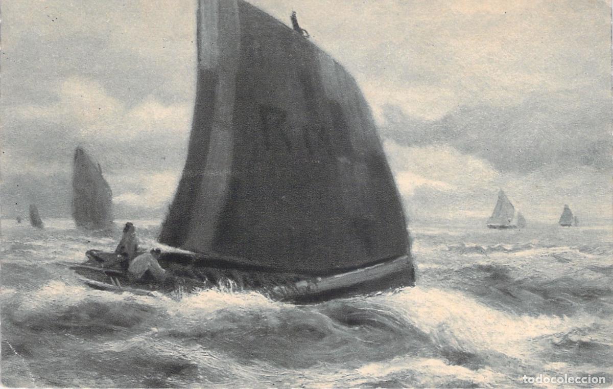 Postales: Postal Art&iacute;stica Rembrandt-Gravure de Barcos de Vela en Mar Tempestuoso