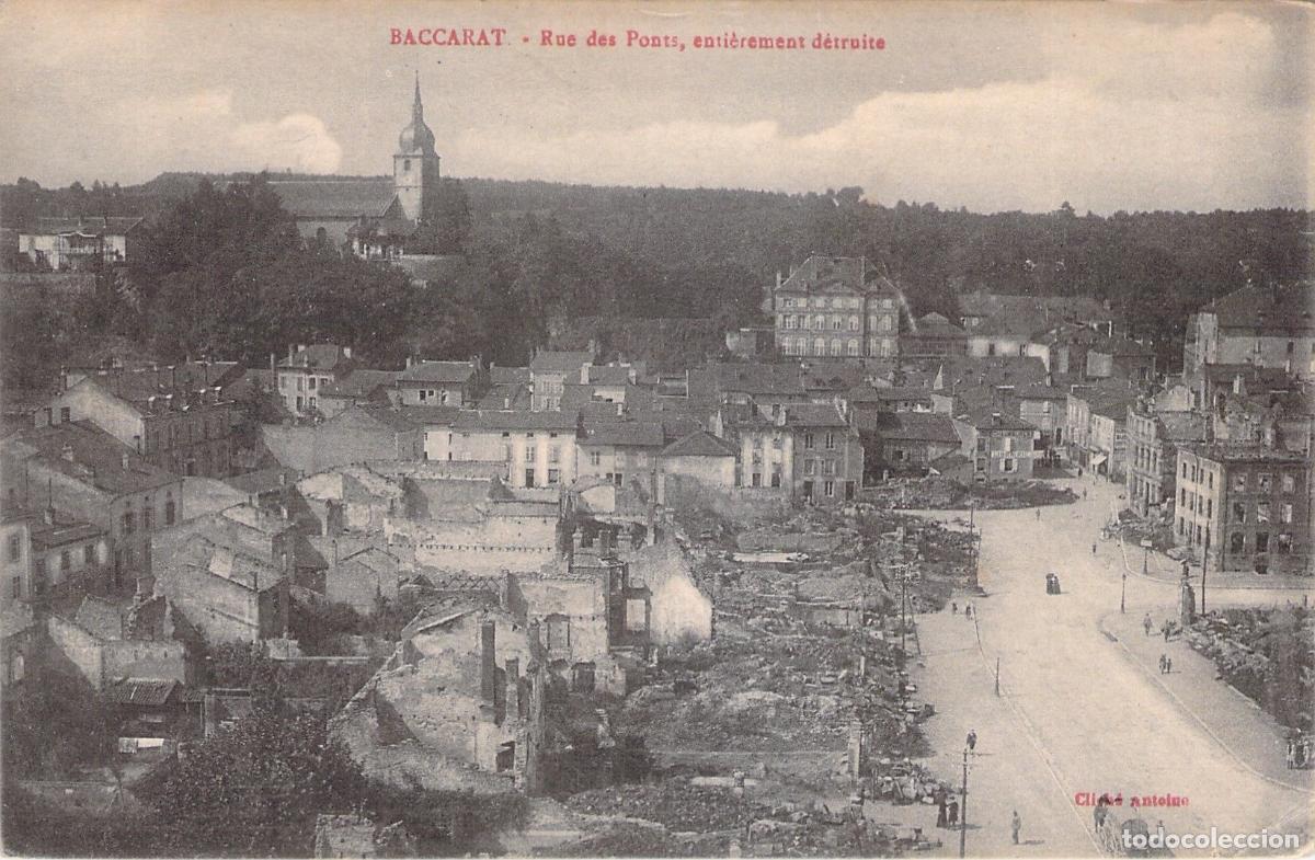 Postales: Postal de Baccarat Rue des Ponts Destruida por la Guerra