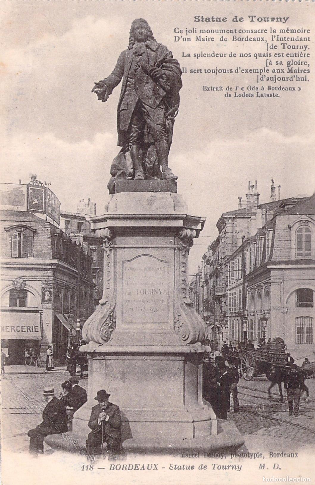 Postales: Postal de la Estatua de Tourny en Burdeos, Francia
