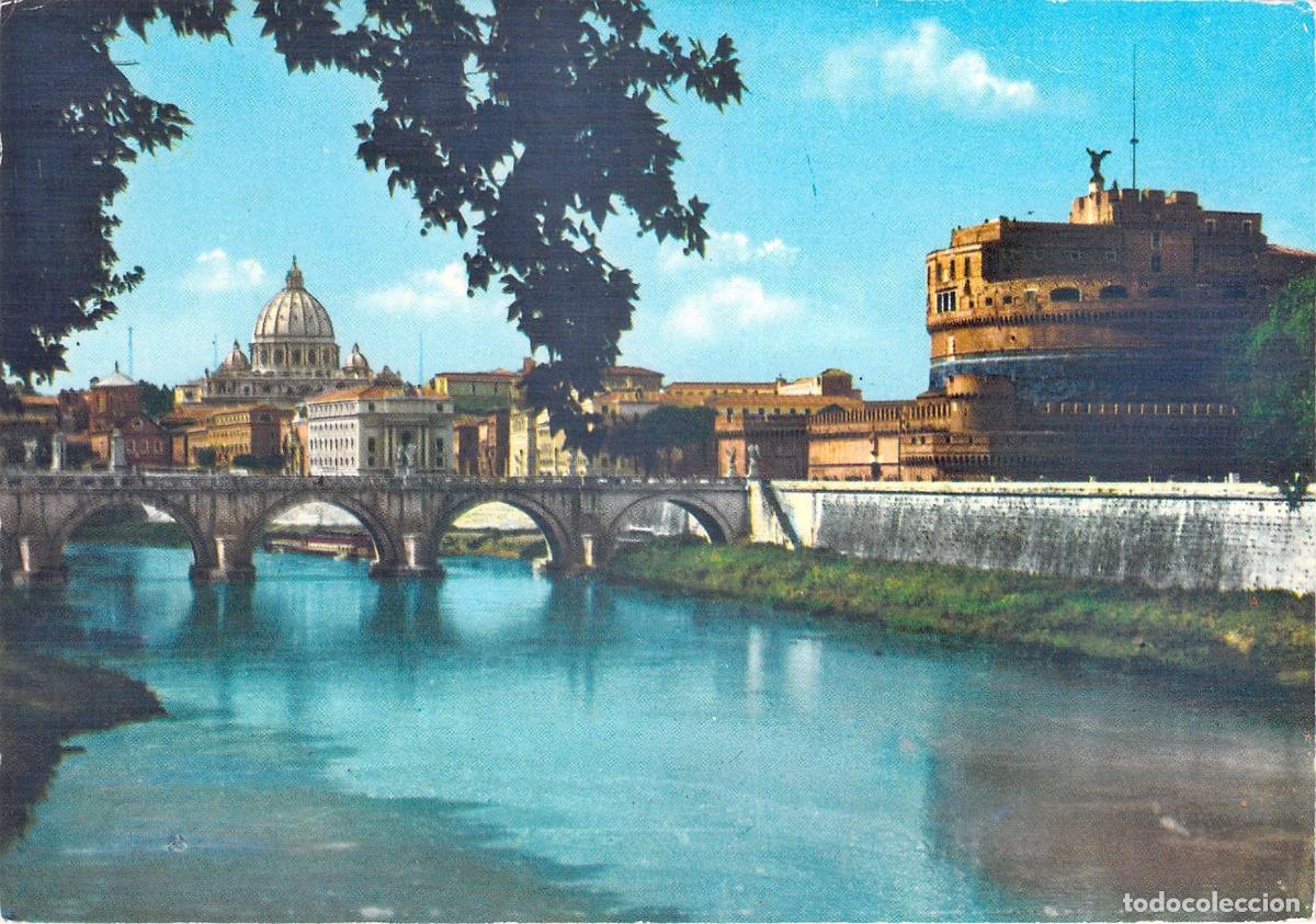 Postkarten: Postal de Roma con el Castillo de Sant'Angelo y San Pedro