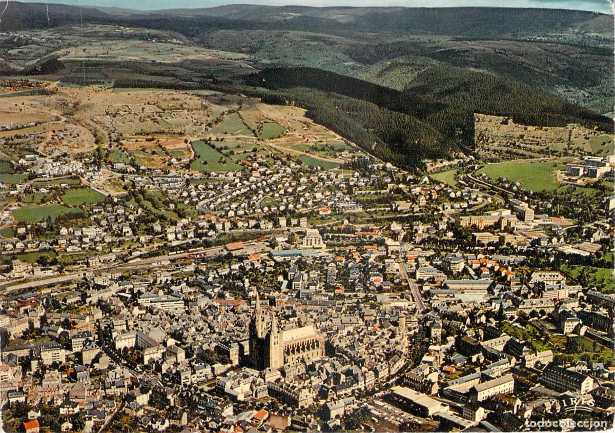 Postkarten: Postal de Mende, Loz&egrave;re - Vista A&eacute;rea General de la Ciudad y Catedral