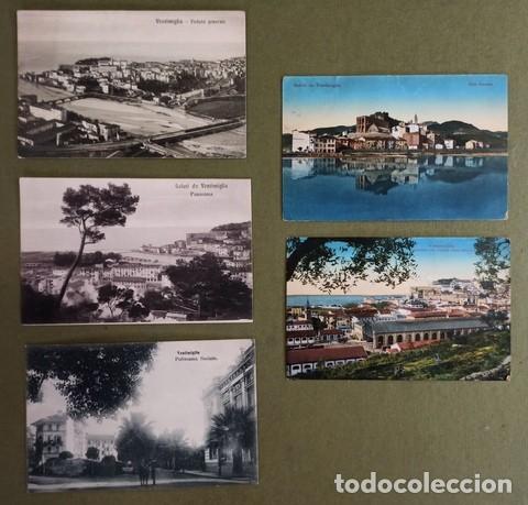 Postales: 5 postales de Ventimiglia (Liguria, Italia) - Incluye postal circulada a&ntilde;o 1912 Matasellos Ferrovia