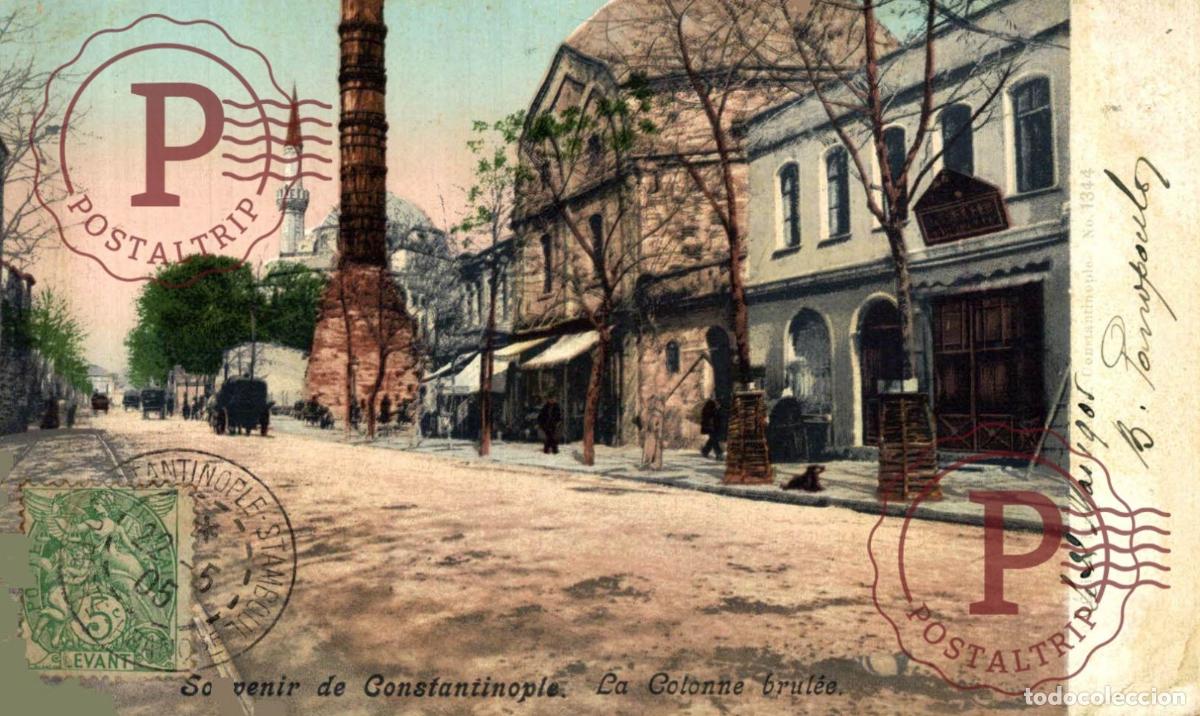 Postales: TURQUIA. TURQUIE. CONSTANTINOPLE. SOUVENIR DE CONSTANTINOPLE LA COLONNE BRULEE