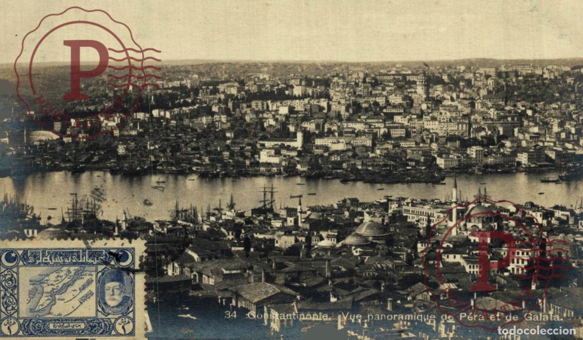 Postkarten: TURQUIA. TURQUIE. CONSTANTINOPLE. VUE PANORAMIQUE DE PERA ET DE GALATA. RPPC
