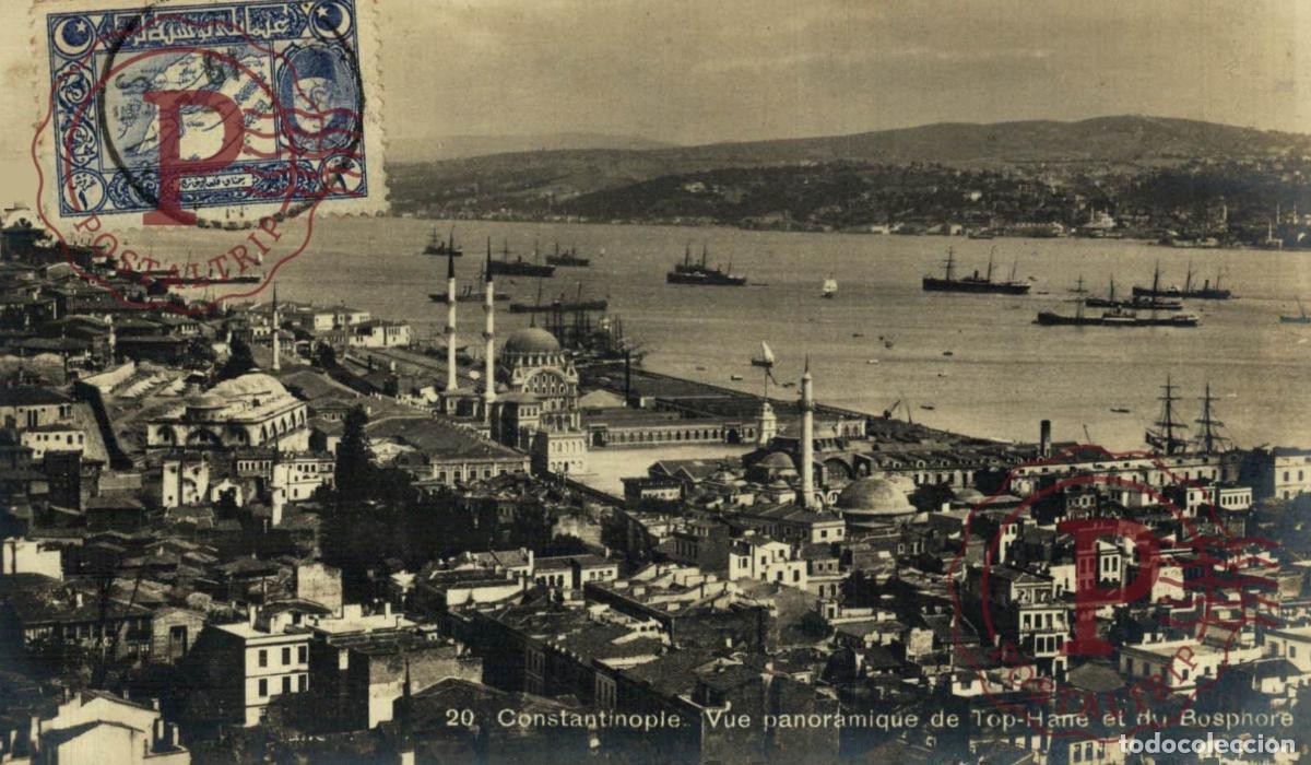 Postkarten: TURQUIA. TURQUIE. CONSTANTINOPLE. Top Han&eacute; et Bosphore. RPPC